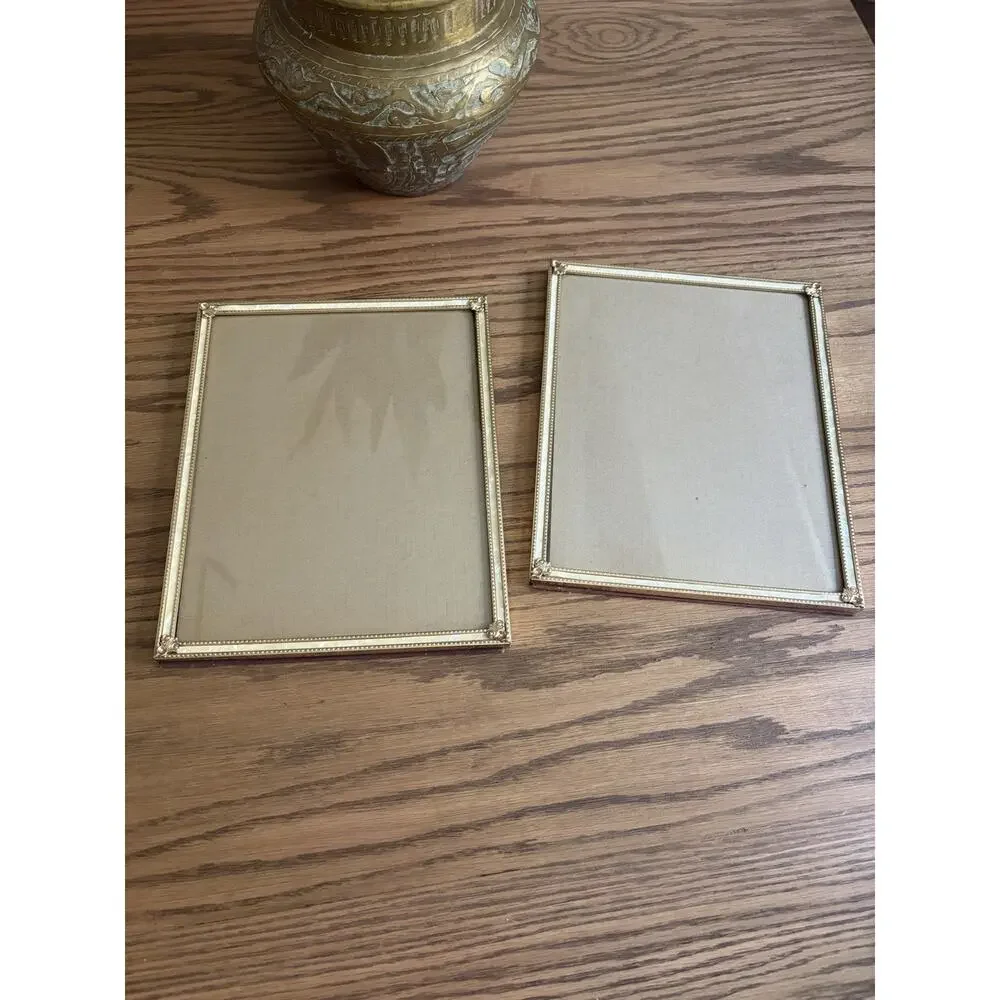 Vintage Brass Faux Mother Of Pearl 8x10 Photo Frame Ornate Frame Set Of 2